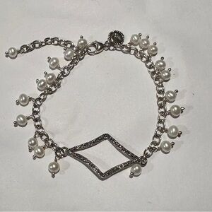 Sterling Silver and Pearl Charm Bracelet